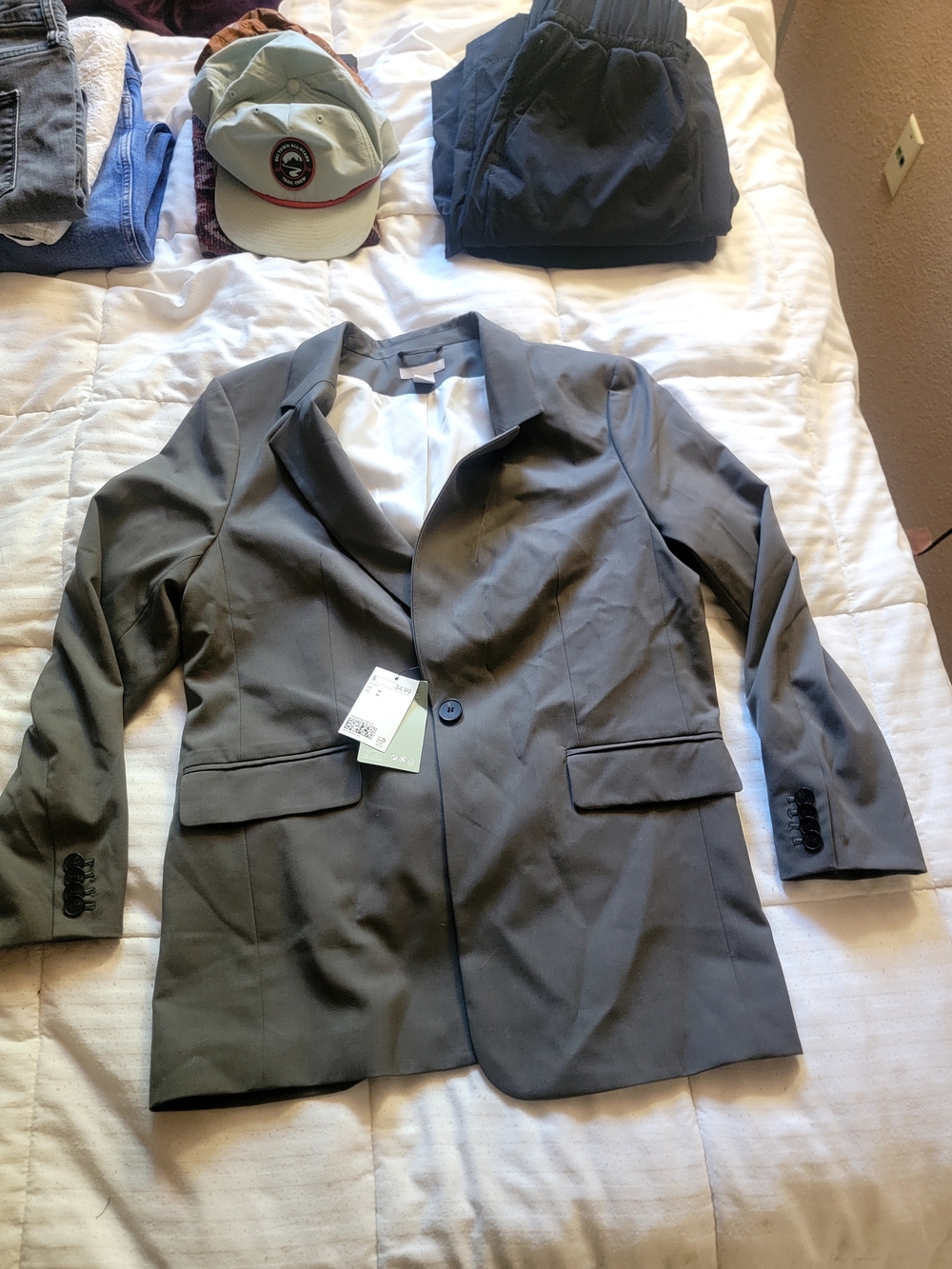H&M Olive Gray Single-Button Women's Blazer